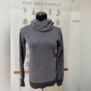 Lululemon Grey Fleece Scuba Hoodie - Cowl Neck Pullover - Herringbone Trim -6